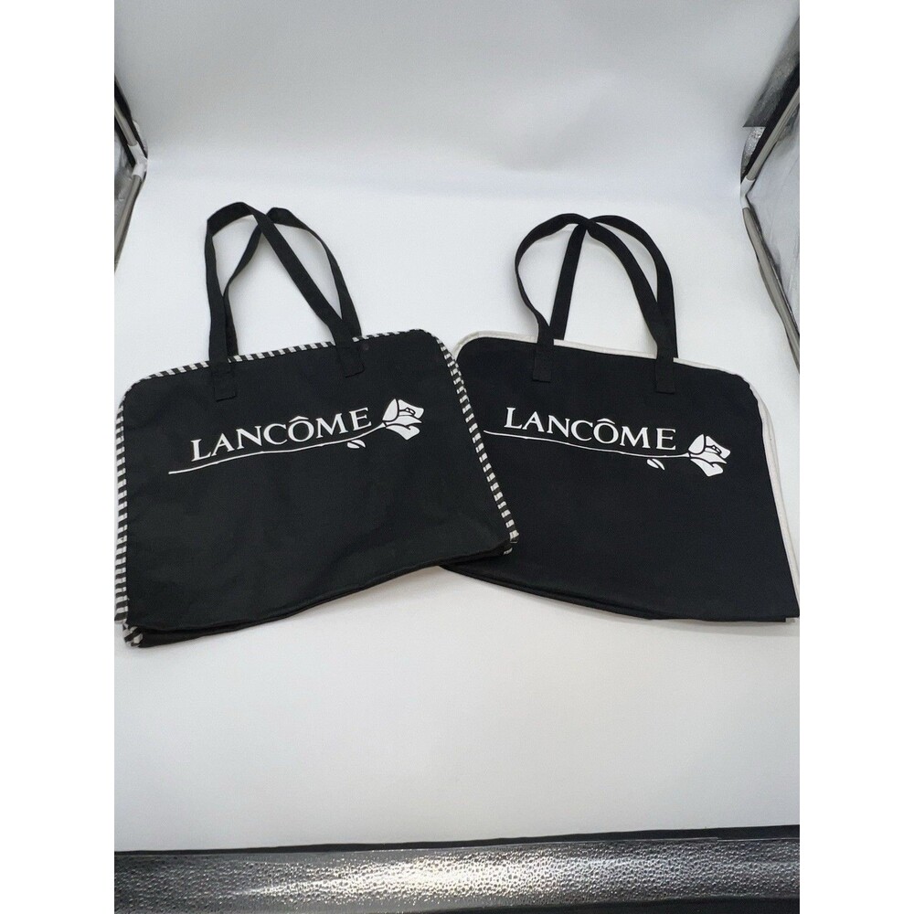 LOT OF 2 Lancome Black and White Canvas Gift Totes NWOB